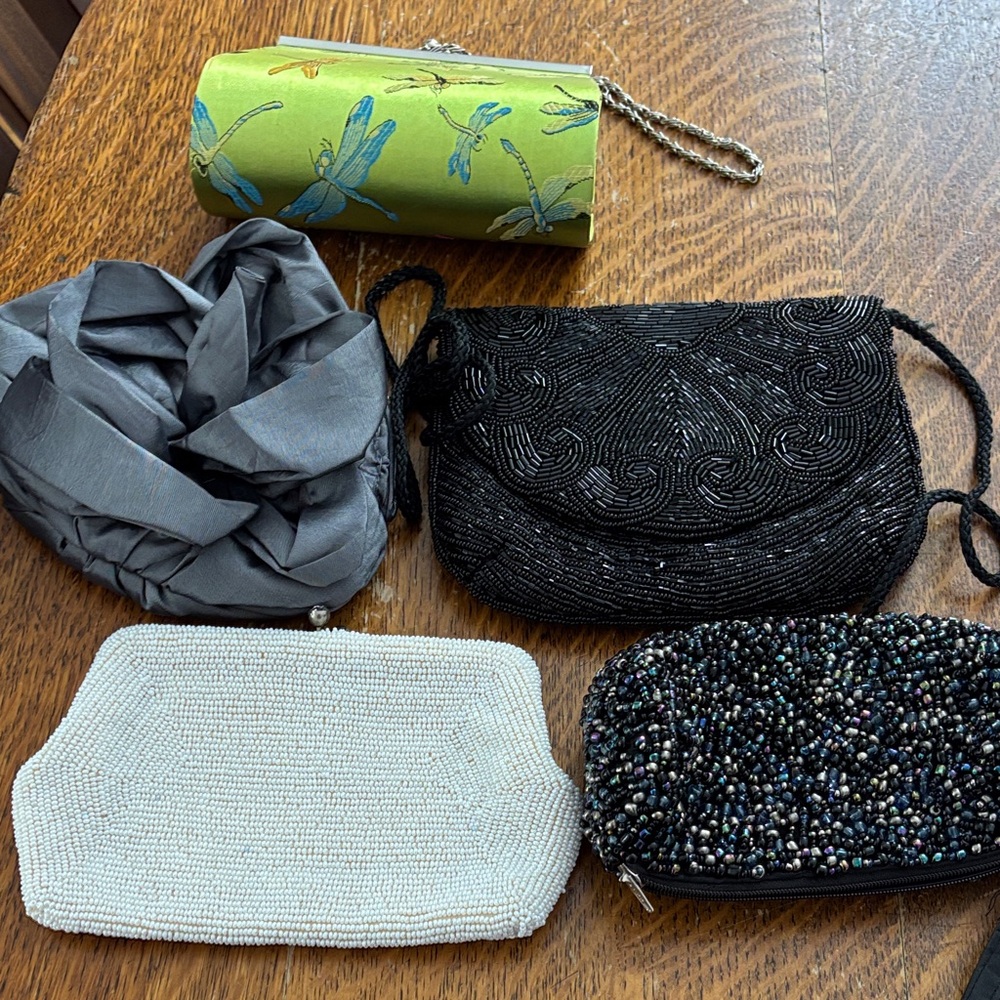Elegant Black Beaded Evening Clutch